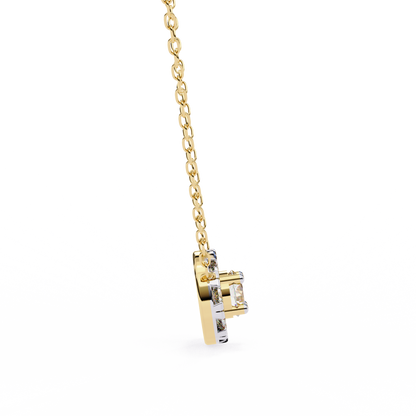 Celestial Halo Diamond Cluster Pendant in Yellow Gold- 0.24 Ct