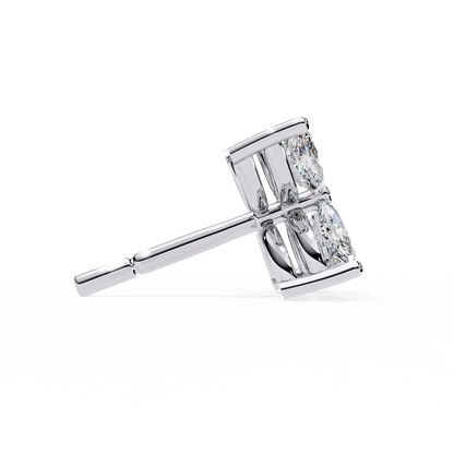 Four-Stone Marquise Diamond Floral Stud Earring in Gold- 0.88 Ct