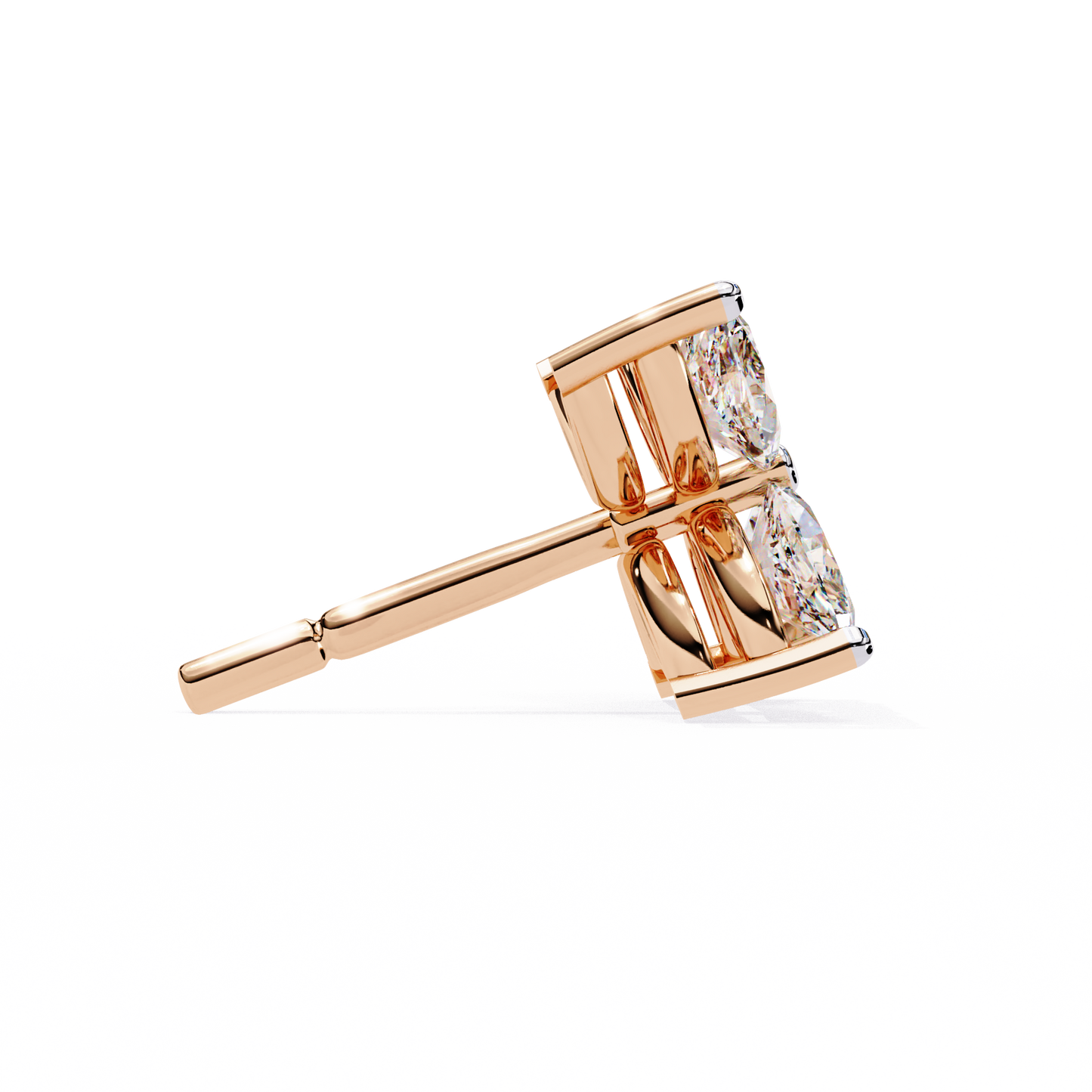 Four-Stone Marquise Diamond Floral Stud Earring in Gold- 0.88 Ct
