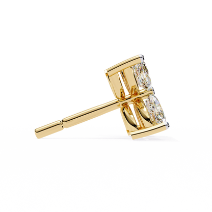 Four-Stone Marquise Diamond Floral Stud Earring in Gold- 0.88 Ct