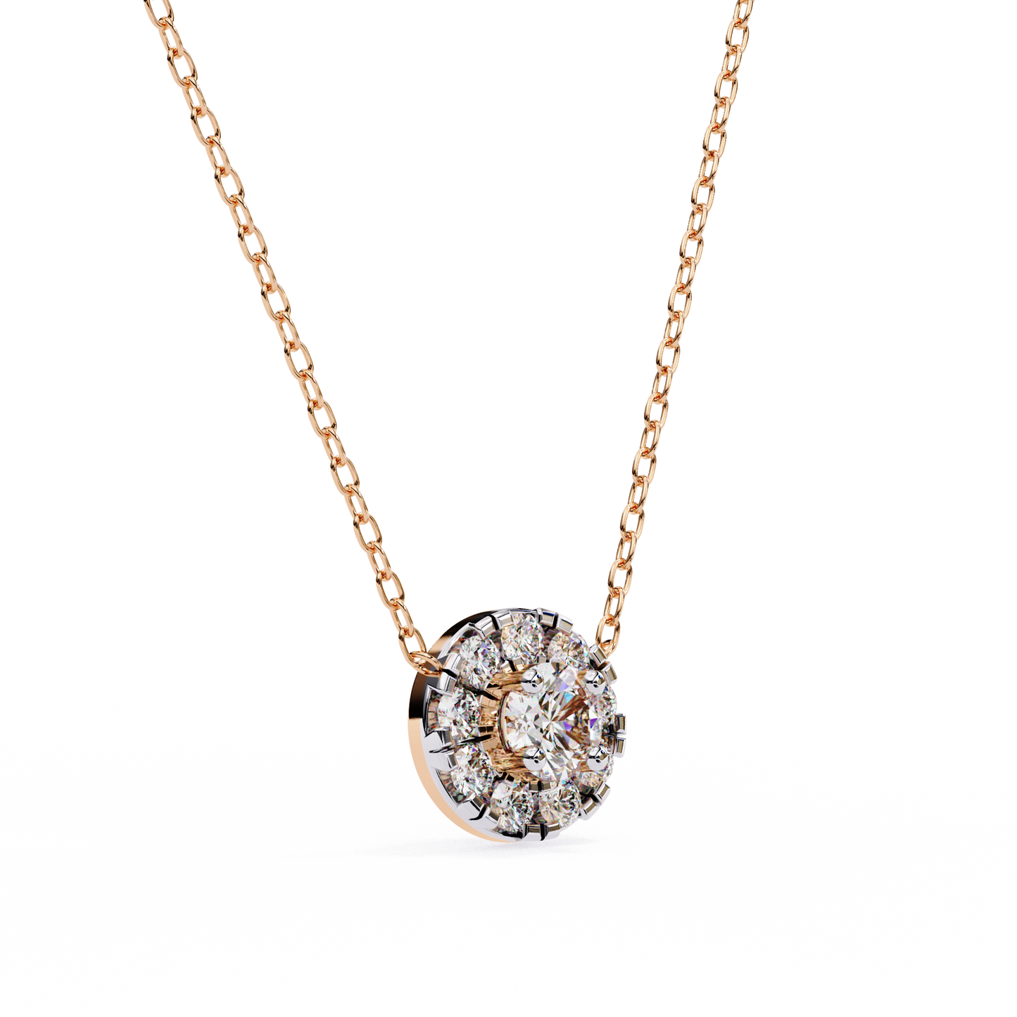 Celestial Halo Diamond Cluster Pendant in Yellow Gold- 0.24 Ct