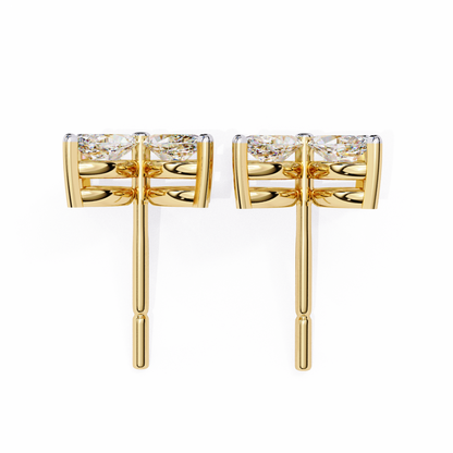 Four-Stone Marquise Diamond Floral Stud Earring in Gold- 0.88 Ct