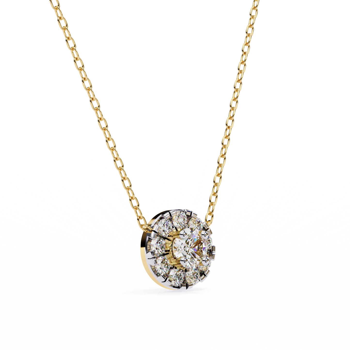 Celestial Halo Diamond Cluster Pendant in Yellow Gold- 0.24 Ct