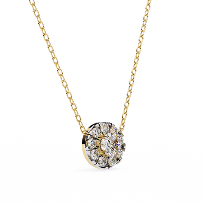 Celestial Halo Diamond Cluster Pendant in Yellow Gold- 0.24 Ct