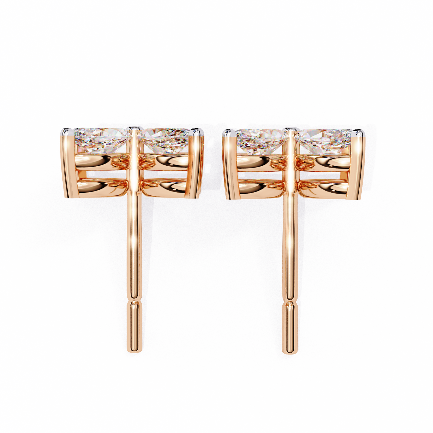 Four-Stone Marquise Diamond Floral Stud Earring in Gold- 0.88 Ct
