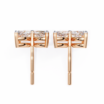 Four-Stone Marquise Diamond Floral Stud Earring in Gold- 0.88 Ct