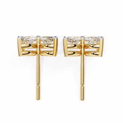 Four-Stone Marquise Diamond Floral Stud Earring in Gold- 0.88 Ct