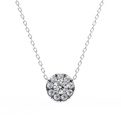 Celestial Halo Diamond Cluster Pendant in Yellow Gold- 0.24 Ct