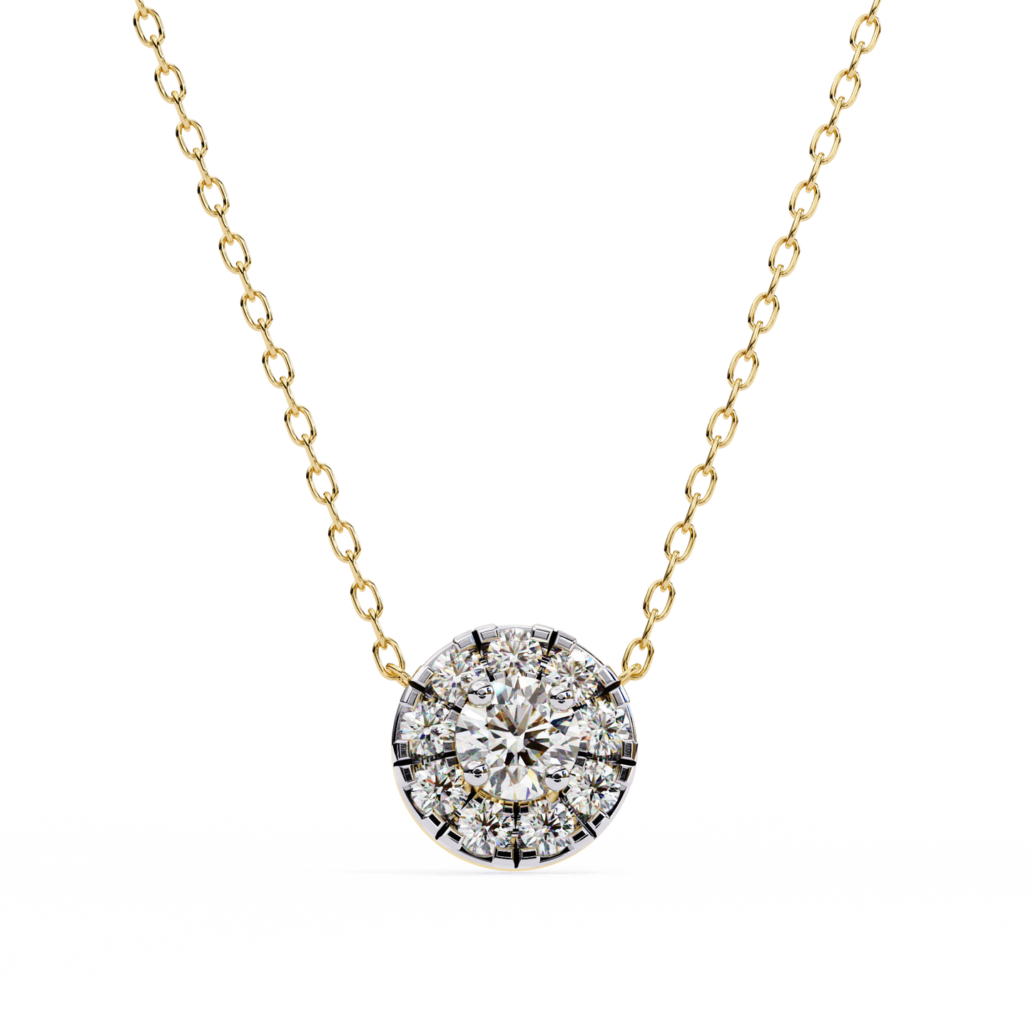 Celestial Halo Diamond Cluster Pendant in Yellow Gold- 0.24 Ct
