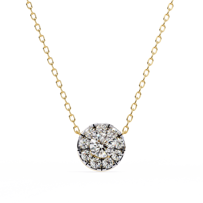Celestial Halo Diamond Cluster Pendant in Yellow Gold- 0.24 Ct