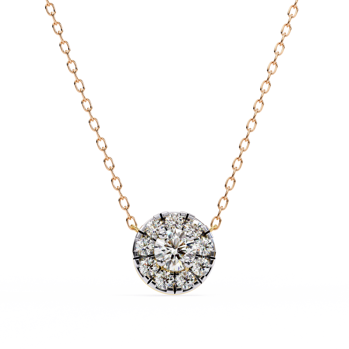 Celestial Halo Diamond Cluster Pendant in Yellow Gold- 0.24 Ct