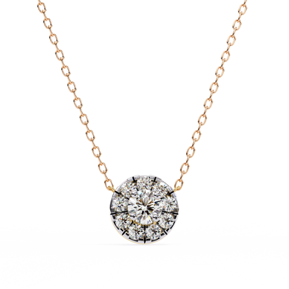Celestial Halo Diamond Cluster Pendant in Yellow Gold- 0.24 Ct