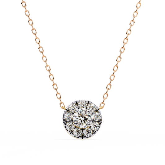 Celestial Halo Diamond Cluster Pendant in Yellow Gold- 0.24 Ct