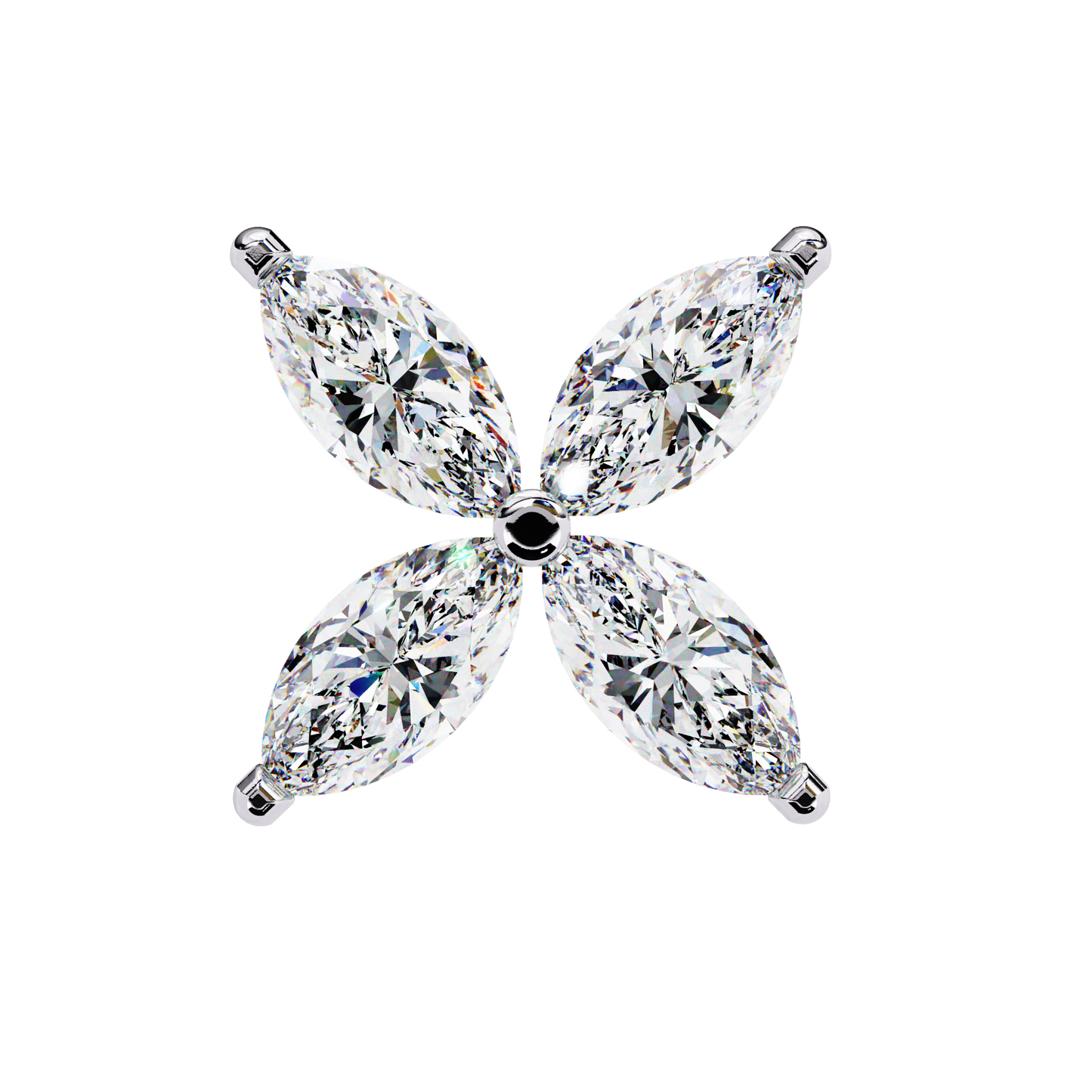 Four-Stone Marquise Diamond Floral Stud Earring in Gold- 0.88 Ct
