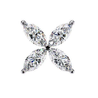 Four-Stone Marquise Diamond Floral Stud Earring in Gold- 0.88 Ct