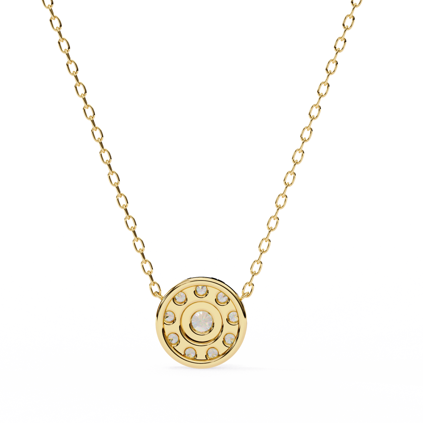 Celestial Halo Diamond Cluster Pendant in Yellow Gold- 0.24 Ct