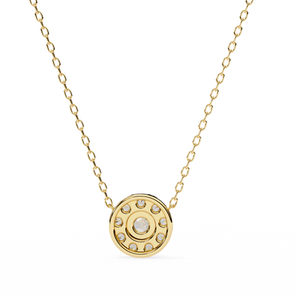 Celestial Halo Diamond Cluster Pendant in Yellow Gold- 0.24 Ct