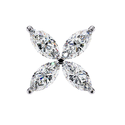 Four-Stone Marquise Diamond Floral Stud Earring in Gold- 0.88 Ct