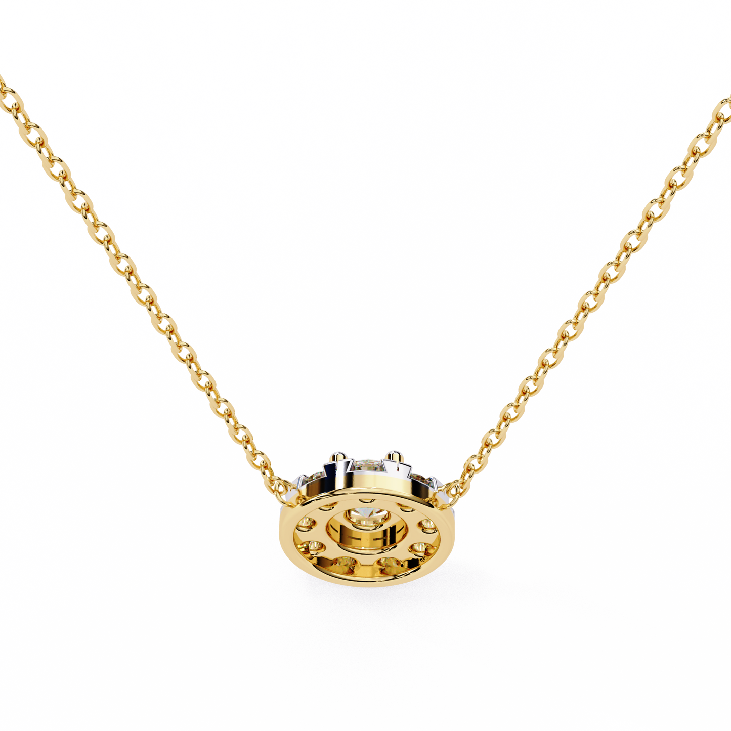 Celestial Halo Diamond Cluster Pendant in Yellow Gold- 0.24 Ct