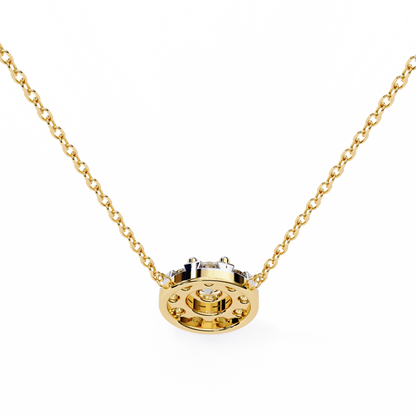 Celestial Halo Diamond Cluster Pendant in Yellow Gold- 0.24 Ct