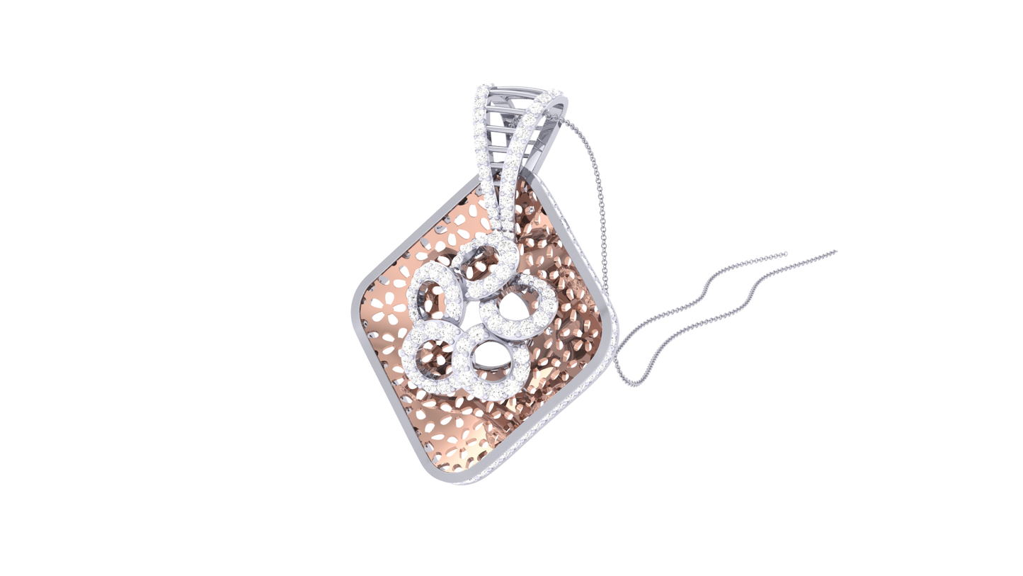 Ornate Filigree Diamond Pendant with Central Floral Motif – 1.00 Ct