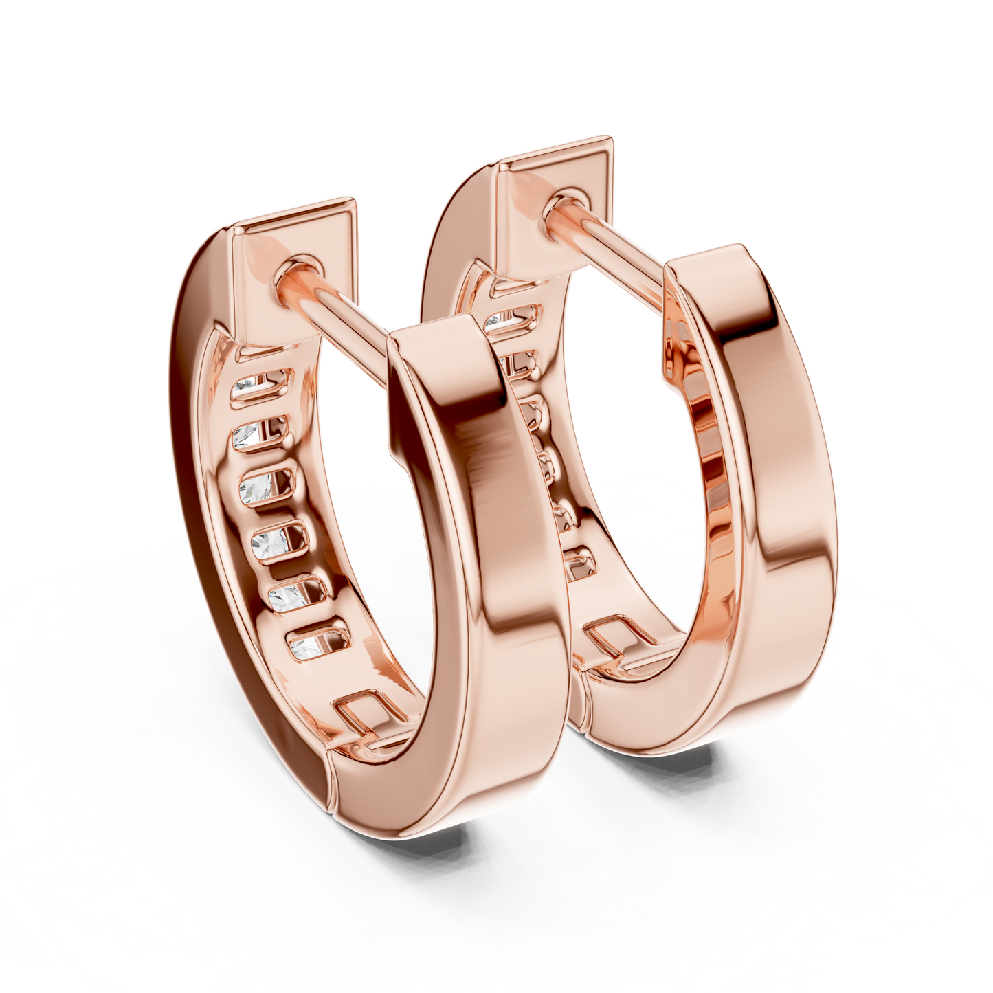 0.14ctw Channel Set Diamond Huggie Hoop Earrings in Yellow Gold