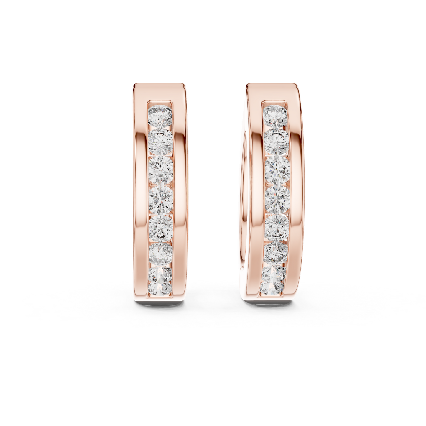 0.14ctw Channel Set Diamond Huggie Hoop Earrings in Yellow Gold