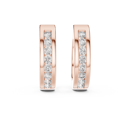 0.14ctw Channel Set Diamond Huggie Hoop Earrings in Yellow Gold