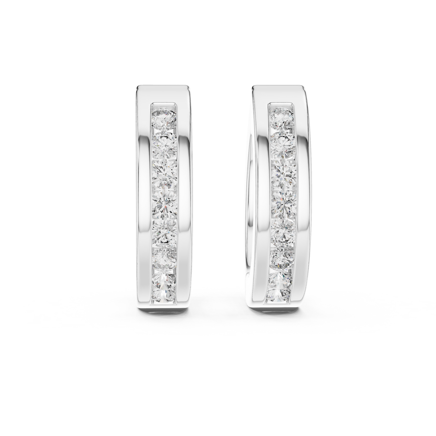 0.14ctw Channel Set Diamond Huggie Hoop Earrings in Yellow Gold