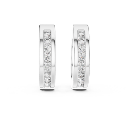 0.14ctw Channel Set Diamond Huggie Hoop Earrings in Yellow Gold