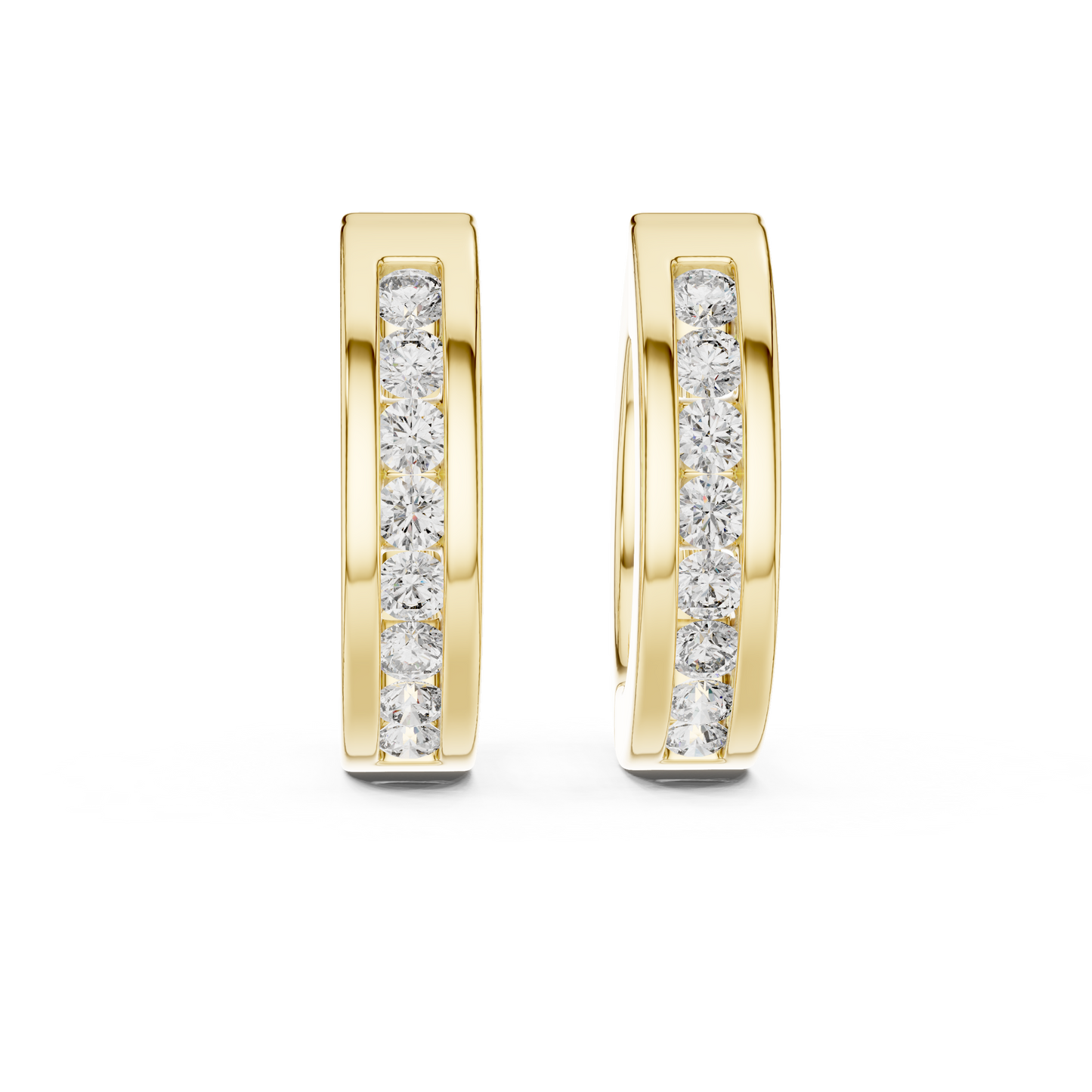 0.14ctw Channel Set Diamond Huggie Hoop Earrings in Yellow Gold