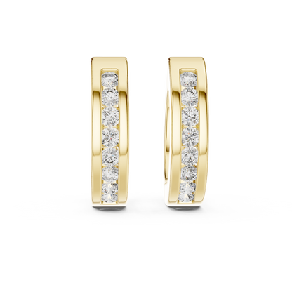 0.14ctw Channel Set Diamond Huggie Hoop Earrings in Yellow Gold