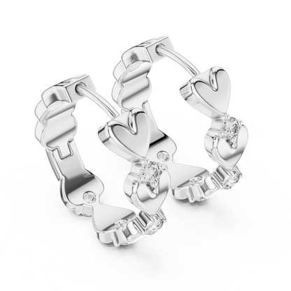 0.36ctw Stacked Heart Diamond Huggie Hoop Earrings in Yellow Gold