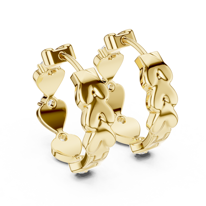 0.36ctw Stacked Heart Diamond Huggie Hoop Earrings in Yellow Gold