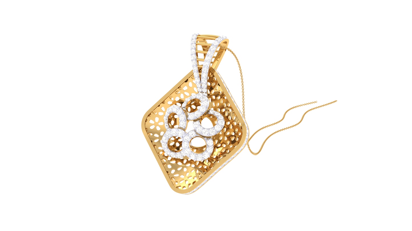 Ornate Filigree Diamond Pendant with Central Floral Motif – 1.00 Ct