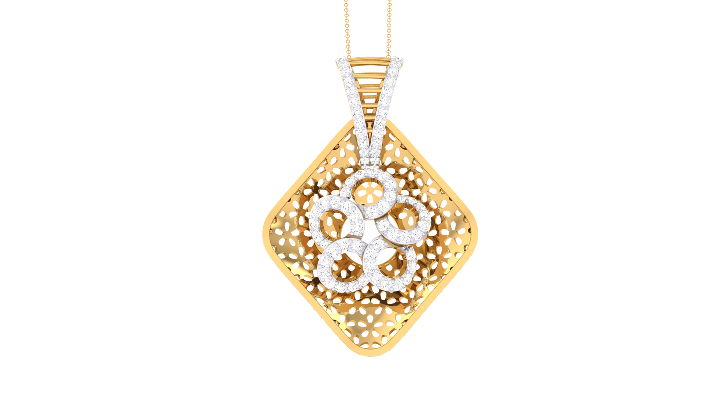 Ornate Filigree Diamond Pendant with Central Floral Motif – 1.00 Ct