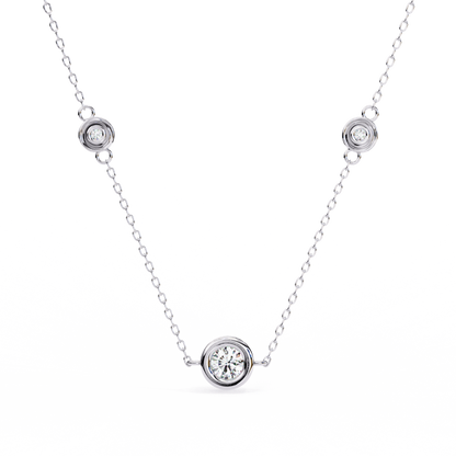 Ethereal Trio: Yellow Gold Bezel-Set Diamond Station Necklace Pendent- 0.07 Ct