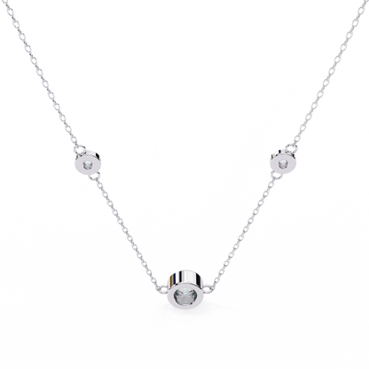 Ethereal Trio: Yellow Gold Bezel-Set Diamond Station Necklace Pendent- 0.07 Ct