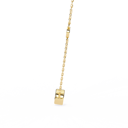 Ethereal Trio: Yellow Gold Bezel-Set Diamond Station Necklace Pendent- 0.07 Ct