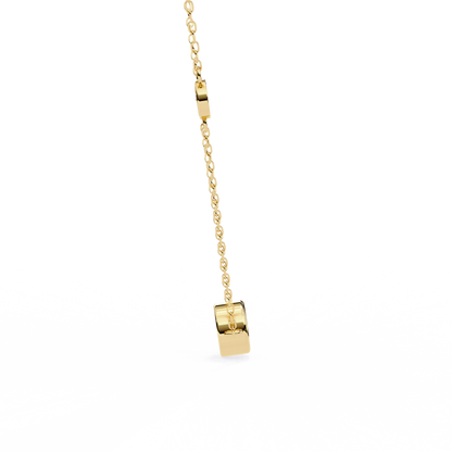 Ethereal Trio: Yellow Gold Bezel-Set Diamond Station Necklace Pendent- 0.07 Ct