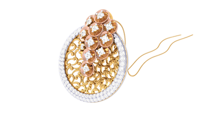 Ornate Scroll Gold Pendant  – 0.54 Ct Brilliant Diamonds
