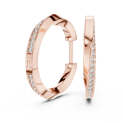 0.38CTW Twisted Bypass Diamond Huggie Hoop Earrings in Yellow Gold