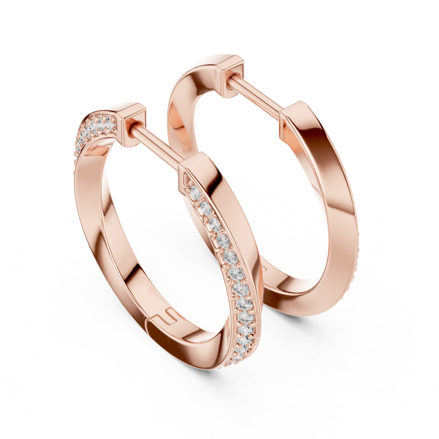 0.38CTW Twisted Bypass Diamond Huggie Hoop Earrings in Yellow Gold