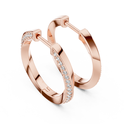 0.38CTW Twisted Bypass Diamond Huggie Hoop Earrings in Yellow Gold