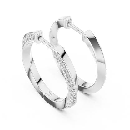 0.38CTW Twisted Bypass Diamond Huggie Hoop Earrings in Yellow Gold
