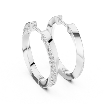 0.38CTW Twisted Bypass Diamond Huggie Hoop Earrings in Yellow Gold