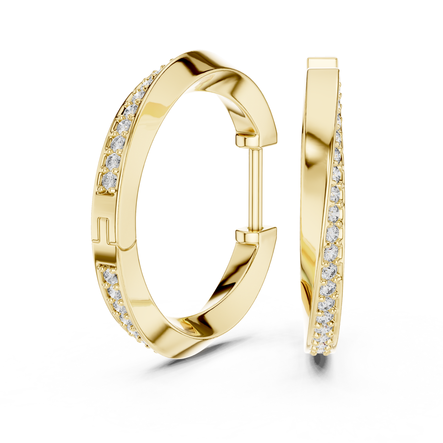 0.38CTW Twisted Bypass Diamond Huggie Hoop Earrings in Yellow Gold