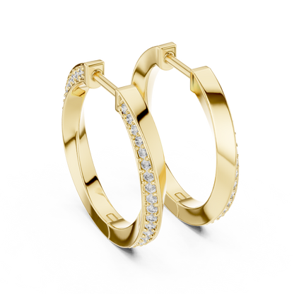 0.38CTW Twisted Bypass Diamond Huggie Hoop Earrings in Yellow Gold