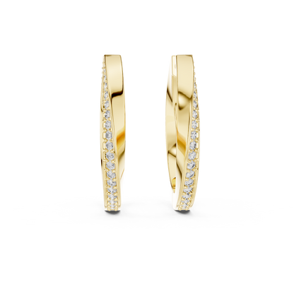 0.38CTW Twisted Bypass Diamond Huggie Hoop Earrings in Yellow Gold