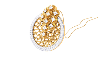 Ornate Scroll Gold Pendant  – 0.54 Ct Brilliant Diamonds